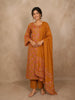Rust Orange Floral Printed Design Cotton Straight Cut Salwar Suit