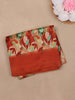 Rust Orange Floral Prints Fancy Cotton Saree - Diadem