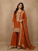 Rust Orange Floral Sequins Embroidered Design Georgette Sharara Suit with Dupatta