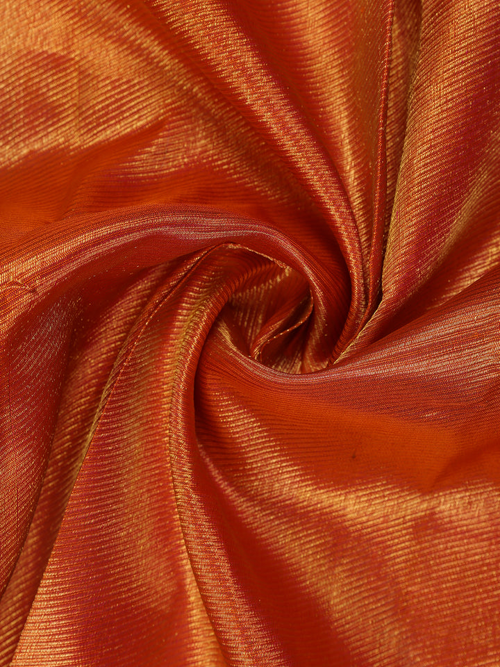 Rust Orange Floral Woven Motifs Pure Kanchipuram Silk Saree - Diadem