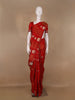 Rust Red Cow And Calf Motif Embroidered Georgette Saree - Diadem