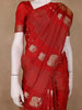 Rust Red Cow And Calf Motif Embroidered Georgette Saree - Diadem