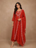 Rust Red Floral Embroidered Design Georgette Salwar Suit