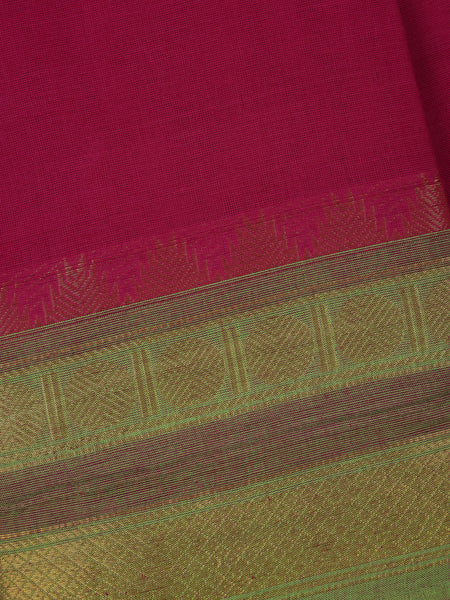 Rust Red Solid Design Cotton Fancy Saree - Diadem