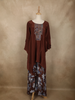 Rustic Cocoa Brown Floral Beads Embroidered Design Crepe Indo Western Palazzo Suit
