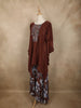 Rustic Cocoa Brown Floral Beads Embroidered Design Crepe Indo Western Palazzo Suit