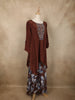 Rustic Cocoa Brown Floral Beads Embroidered Design Crepe Indo Western Palazzo Suit