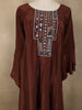 Rustic Cocoa Brown Floral Beads Embroidered Design Crepe Indo Western Palazzo Suit
