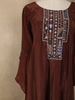 Rustic Cocoa Brown Floral Beads Embroidered Design Crepe Indo Western Palazzo Suit