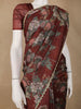 Rustic Maroon Floral Printed Tussar Silk Saree - Diadem