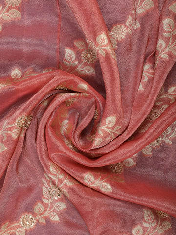 Rustic Rose Floral Zari Sequin Embellishment Organza Saree - Diadem