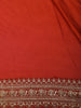 Rust orange Solid Design Satin Saree with Embellished Lace Border