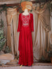 Rusty Red Floral Embroidered Chiffon Gown