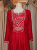 Rusty Red Floral Embroidered Chiffon Gown