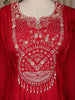 Rusty Red Floral Embroidered Chiffon Gown