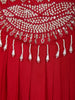 Rusty Red Floral Embroidered Chiffon Gown
