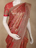 Rusty Red Abstract Sequins and Zari Embroidered Design Tissue Banarasi Saree with Designer Border
