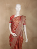 Rusty Red Abstract Sequins and Zari Embroidered Design Tissue Banarasi Saree with Designer Border