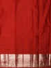 Rusty Vermillion Red Checked and Paisley Zari Woven Design Pure Kanchipuram Silk Saree with Zari Border