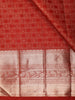 Rusty Vermillion Red Checked and Paisley Zari Woven Design Pure Kanchipuram Silk Saree with Zari Border