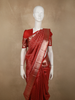Rusty Vermillion Red Checked and Paisley Zari Woven Design Pure Kanchipuram Silk Saree with Zari Border