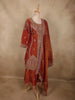 Saffron Rust Orange Floral Zari and Mirror Embroidered Design Tissue Organza Palazzo Suit with Dupatta