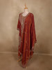 Saffron Rust Orange Floral Zari and Mirror Embroidered Design Tissue Organza Palazzo Suit with Dupatta