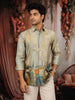 Sage Green Abstract Woven Design Pure Cotton Fancy Wear Full Sleeve Men Shirt