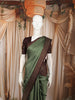 Sage Green Butta Zari Woven Design Kanchipuram Silk Saree with Contrast Checked Zari Border