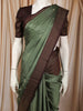 Sage Green Butta Zari Woven Design Kanchipuram Silk Saree with Contrast Checked Zari Border