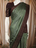 Sage Green Butta Zari Woven Design Kanchipuram Silk Saree with Contrast Checked Zari Border