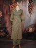 Sage Green  Checked Printed Design Cotton Straight Cut Salwar Suit