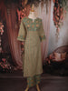 Sage Green  Checked Printed Design Cotton Straight Cut Salwar Suit
