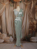Sage Green Drape Saree Gown with Heavy Sequins Embroidered Blouse