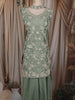 Sage Green Floral Beads Embroidered Design Tissue Silk Palazzo Suit with Choker Dupatta