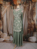 Sage Green Floral Beads Embroidered Design Tissue Silk Palazzo Suit with Choker Dupatta