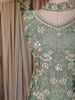 Sage Green Floral Beads Embroidered Design Tissue Silk Palazzo Suit with Choker Dupatta