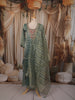 Sage Green Floral Beads Embroidered Design Tissue Silk Palazzo Suit with Matching Dupatta