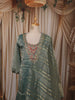 Sage Green Floral Beads Embroidered Design Tissue Silk Palazzo Suit with Matching Dupatta