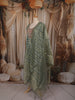 Sage Green Floral Beads Embroidered Design Tissue Silk Palazzo Suit with Matching Dupatta