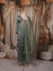 Sage Green Floral Beads Embroidered Design Tissue Silk Palazzo Suit with Matching Dupatta