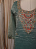Sage Green Floral Beads Embroidered Design Tissue Silk Palazzo Suit with Matching Dupatta