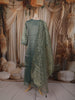 Sage Green Floral Beads Embroidered Design Tissue Silk Palazzo Suit with Matching Dupatta