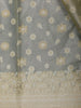 Sage Green Floral Brocade Design Semi Tissue Saree - Diadem