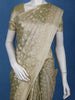 Sage Green Floral Brocade Design Semi Tissue Saree - Diadem