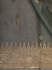 Sage Green Floral Butta Zari Embroidered Design Pure Tissue Silk Party Wear Saree with Zari Border