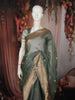 Sage Green Floral Butta Zari Embroidered Design Pure Tissue Silk Party Wear Saree with Zari Border