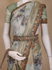 Sage Green Floral Design Organza Saree With Embellished Border And Contrast Pallu