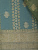Sage Green Floral Design Semi Tissue Saree - Diadem