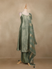 Sage Green Floral Design Silk Salwar Suit
